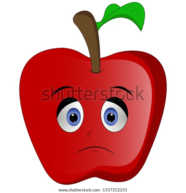Sad Tired Apple Mood Cartoon Character Stock Vector (Royalty Free ...