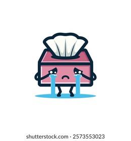 Sad Tissue Box Character Illustration