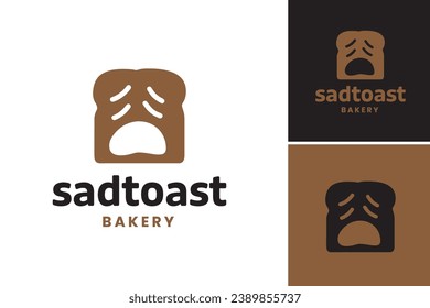 The "Sad Toast Bakery Logo" is a design asset suitable for a bakery or cafe that wants to convey a quirky and unique personality. It features a sad toast character