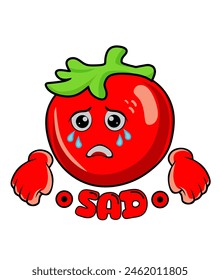 sad tomato emoji || vector illustration of being sad