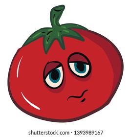 Vector de ilustración de tomate triste sobre fondo blanco 