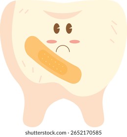 Dente Triste com Banda Ilustração de Desenho Animado