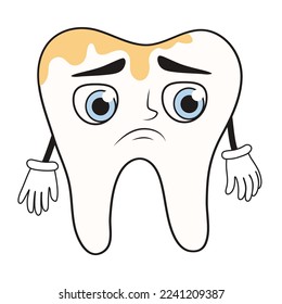 Sad tooth with caries on white background. National Toothache Da