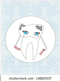 Sad tooth cartoon