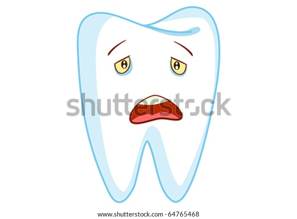 Sad Tooth Cartoon Character Illustration Vector Stock Vector (Royalty ...