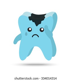 Sad tooth character with decay