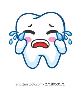 Dente Triste Chorando Desenho Animado Personagem Ilustração