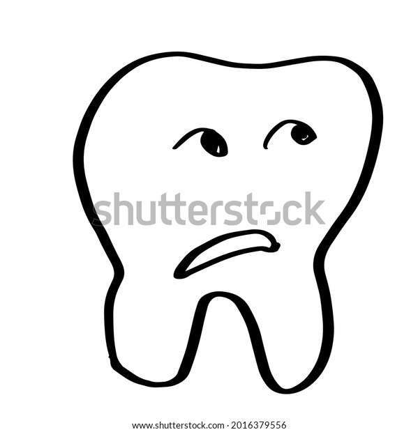 Sad Tooth Dentistry Doodle Vector Illustration Stock Vector (Royalty ...