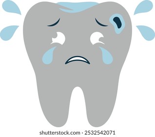 Sad Tooth toothache cartoon eps