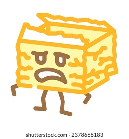 sad torn cardboard box character color icon vector. sad torn cardboard box character sign. isolated symbol illustration