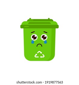 Sad Trash Bin Character Cause Do not Use Icon, Logo, and illustration Vector