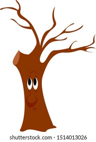 Sad tree, illustration, vector on white background.