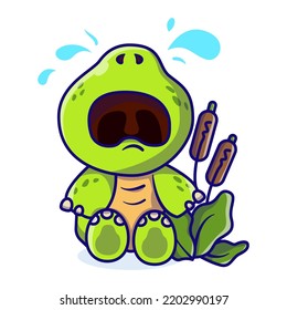 Sad turtle vector cartoon illustration