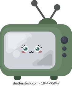 Triste tv, ilustración, vector sobre fondo blanco