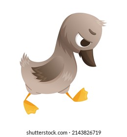 Sad Ugly Duckling Cartoon Vector Illustration On White Background