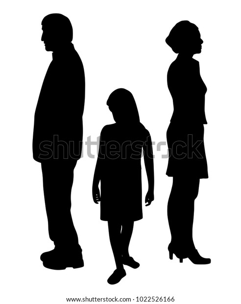 Sad Unhappy Child Standing Between Two Stock Vector (Royalty Free ...