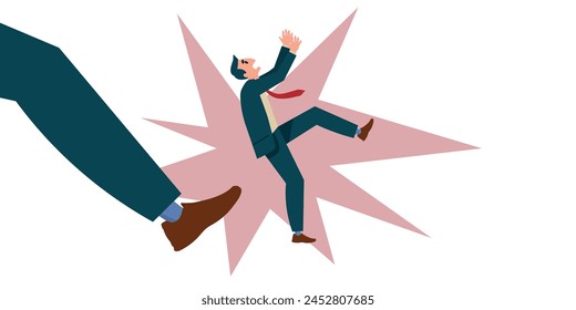 Sad unhappy looser fired man character from work. Vector flat cartoon illustration.