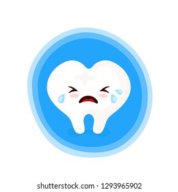 Sad unhealthy crying sick tooth. Vector modern style cartoon character illustration icon design. Isolated on white background. Cry unhealthy teeth,pain,ache concept.
