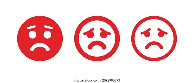 Sad, upset or lonely emoticon vector illustration. Facial expression concept