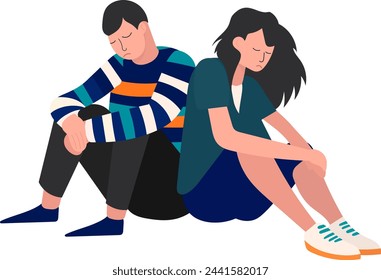 sad, upset people, sadness, depression in flat style, on a white background vector