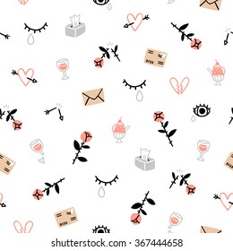 Sad valentines day seamless pattern