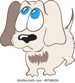 Sad vector dog, is isolated on a white background