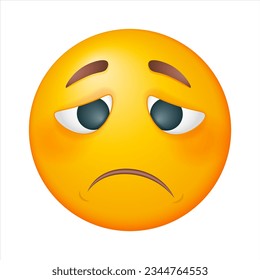 Traurige Vektoremoji auf weißem Hintergrund. Vektorgrafik verärgerte Emoji. Gelbes Gesicht. Cute Emoticon