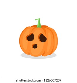 Sad vector flat pumpkin. Happy Halloween