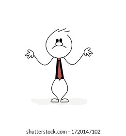 Sad Vector Stickman Cartoon Character Stock Vector (Royalty Free ...