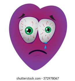 Sad violet crying heart 