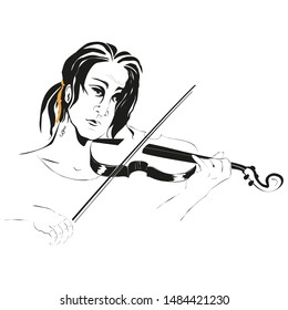 Sad violin musician. Vector illustration.