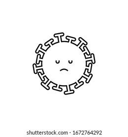 Sad virus border icon on grey background. Emotions. Coronavirus. Black icon