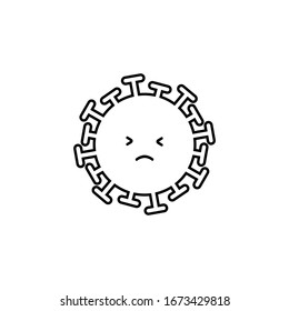 Sad virus border icon on grey background. Emotions. Coronavirus. Black icon