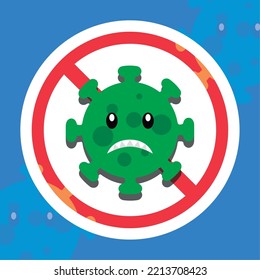 Sad virus cartoon on a signal Self care Vector
