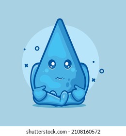 sad water drop character mascot isolated cartoon in flat style design. great resource for icon,symbol, logo, sticker.