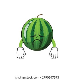 sad watermelon character on a white background -vector
