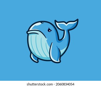 Sad Whale Face Cartoon Character