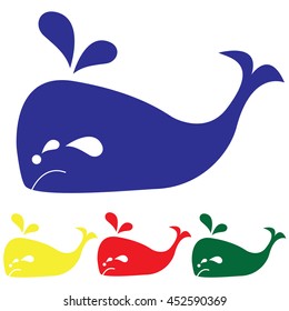 sad whale four color vector