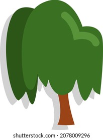 Sad willow tree, illustration, vector, on a white background.