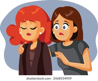 
Sad Woman Being Consoled by Her Empathic Friend Vector Cartoon. Worried best friend trying to offer help and consolation
