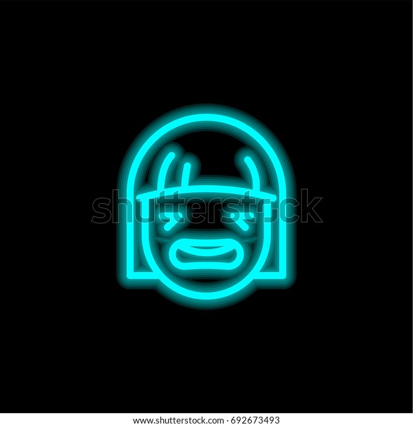 Sad Woman Blue Glowing Neon Ui Backgrounds Textures Signs