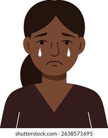 Sad Woman Crying Illustration of Emotional Distress and Sorrow