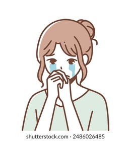 mujer triste llorando Vector dibujo ilustración