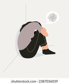Sad woman hug her knee