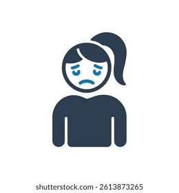 Sad Woman Icon On White Background