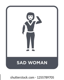 sad woman icon vector on white background, sad woman trendy filled icons from Ladies collection, sad woman simple element illustration