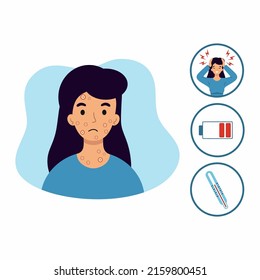 Sad Woman Rash Face Symptoms Monkeypox Stock Vector (Royalty Free ...