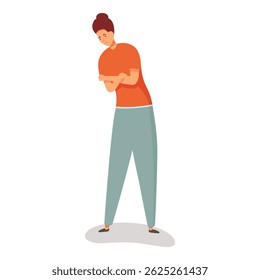 Sad woman is standing alone and suffering from psychological problem