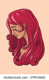 Sad Woman With Tear, Digital Paint In Ink Sketch Design Style, Vintage Color Tone.