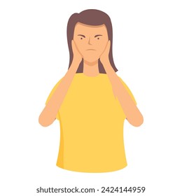 Sad woman toothache icon cartoon vector. Cavity teeth problem. Patient man